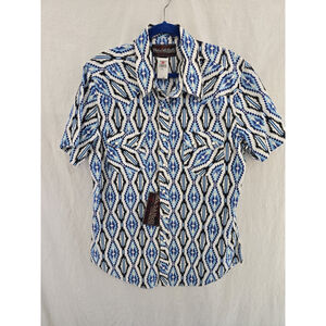 Rock And Roll Cowboy NWT Aztec/southwestern Pearl Snap S Sleeve Shirt. Mens L